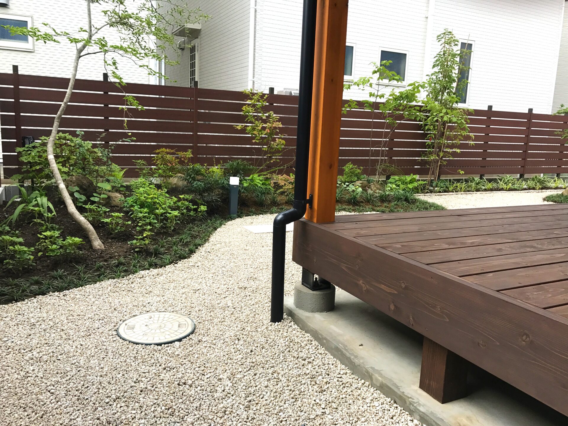 鴻巣市 和モダン×スタイリッシュな雰囲気のオープン外構の目隠しフェンス