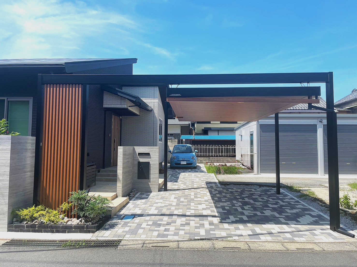 羽生市のシンプルモダンな新築外構